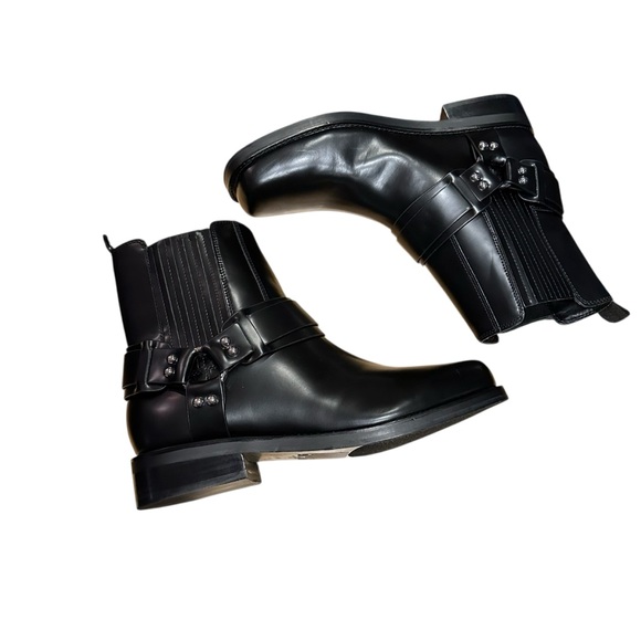 Marc Fisher Black Leather Womens Harness Square Toe Chelsea Boots 9.5 - Picture 10 of 13